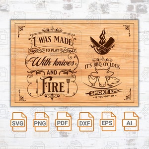 J'ai été créé pour jouer avec des couteaux fichier svg | Grillmaster| Planche à découper SVG| Cricut| Couper des fichiers| Fichier SVG de minuterie de barbecue | Planche à découper amusante