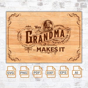 Personalized Cutting Board for Grandma SVG File| Grandma kitchen SVG| Gift for Grandma| Cutting Board| Kitchen Gift