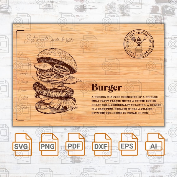 Burger SVG| Modern Svg Design SVG| Files for Cricut Burger Svg| Bbq Svg| Grill Svg| Fancy Charcuterie Definition SVG