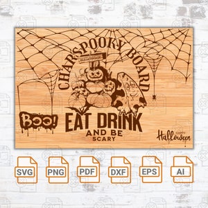 Charcuterie Board - Charspooky board engraved on Bamboo wood Cutting Board Cheese Plate Gothic Kitchen| Great for Halloween