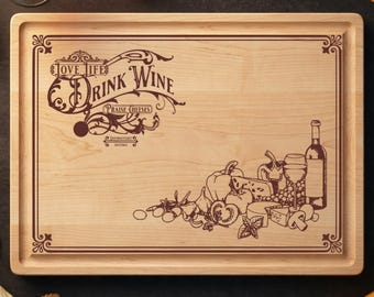 Grappige vleeswaren bord SVG wijn kaas ontwerp, gravure bestand voor dienblad, Glowforge lasergesneden keukencadeau