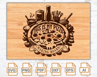File SVG per tagliere per pizza: design divertente per tagliere (download digitale)