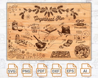 Gingerbread Cookie Recipe SVG: Winter Tiered Tray Laser Cut File