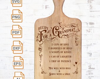 Grandma Recipe Cutting Board Laser Engrave File SVG