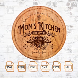 Mamas Küche Schild SVG | Vintage Schild SVG | Bon Appetit svg | Vintage Küche Schneidedatei | DIY | Wurstbrett Silhouette