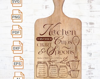 Kitchen Conversion Chart SVG Files: Vintage Design (Digital Files)