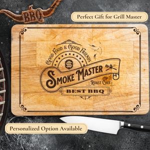 Smoke Master Grill Svg - Conception de gravure de barbecue - Cadeau personnalisé de planche à découper - Fichier laser pour Glowforge