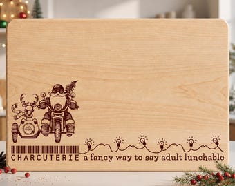 Christmas Charcuterie Board SVG, Funny Adult Lunchable Santa Laser Engraving Design