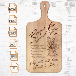 Ricetta per una sorella speciale file svg/ Citazione ispiratrice per sorelle Svg/ Fratelli Svg/ Amore per le sorelle Svg/ Sorelle Svg/ Citazione di famiglia Svg