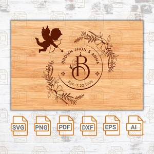 Ange | Tableau personnalisé| Glowforge| Couple planche à découper SVG | Cadeau de mariage personnalisé| Cadeau de jeune mariée | Cadeau de douche nuptiale | Cadeau Pour Couple