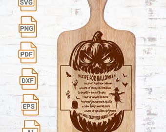 Ricetta per Halloween SVG: design spettrale del tagliere (download digitale)