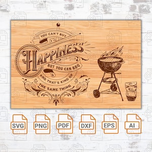 Geluk kun je niet kopen, maar wel een bbq-svg-bestand| Grillmaster| Snijplank SVG| Cricut| Bestanden knippen| SVG-bestand BBQ-timer| Grappige snijplank