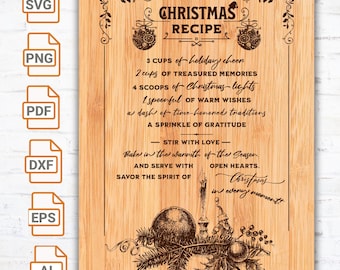 Christmas Recipe Laser Engrave File: Family SVG, Glowforge (Digital Download)