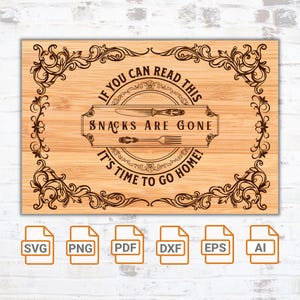 Snacks zijn op SVG| Laservijl charcuteriekarton| Vintage-stijlontwerp voor lasergravure| Snijplank SVG| Cricut| Bestanden knippen