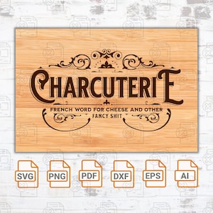 Charcutería Svg/ Bandeja de servicio Svg/ Cocina divertida Svg/ Refranes para tablas de cortar/ Adulto Almorzable Svg/ Tabla de pastoreo Svg/ Signo de cocina Svg