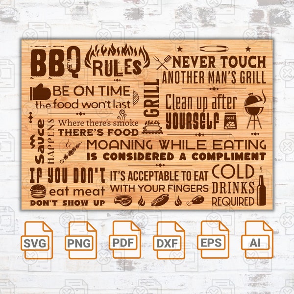 BBQ Rules svg| Barbecue SVG| Grilling svg bundle| Funny apron svg| Dad's Bar and Grill svg| Charcuterie Board Silhouette