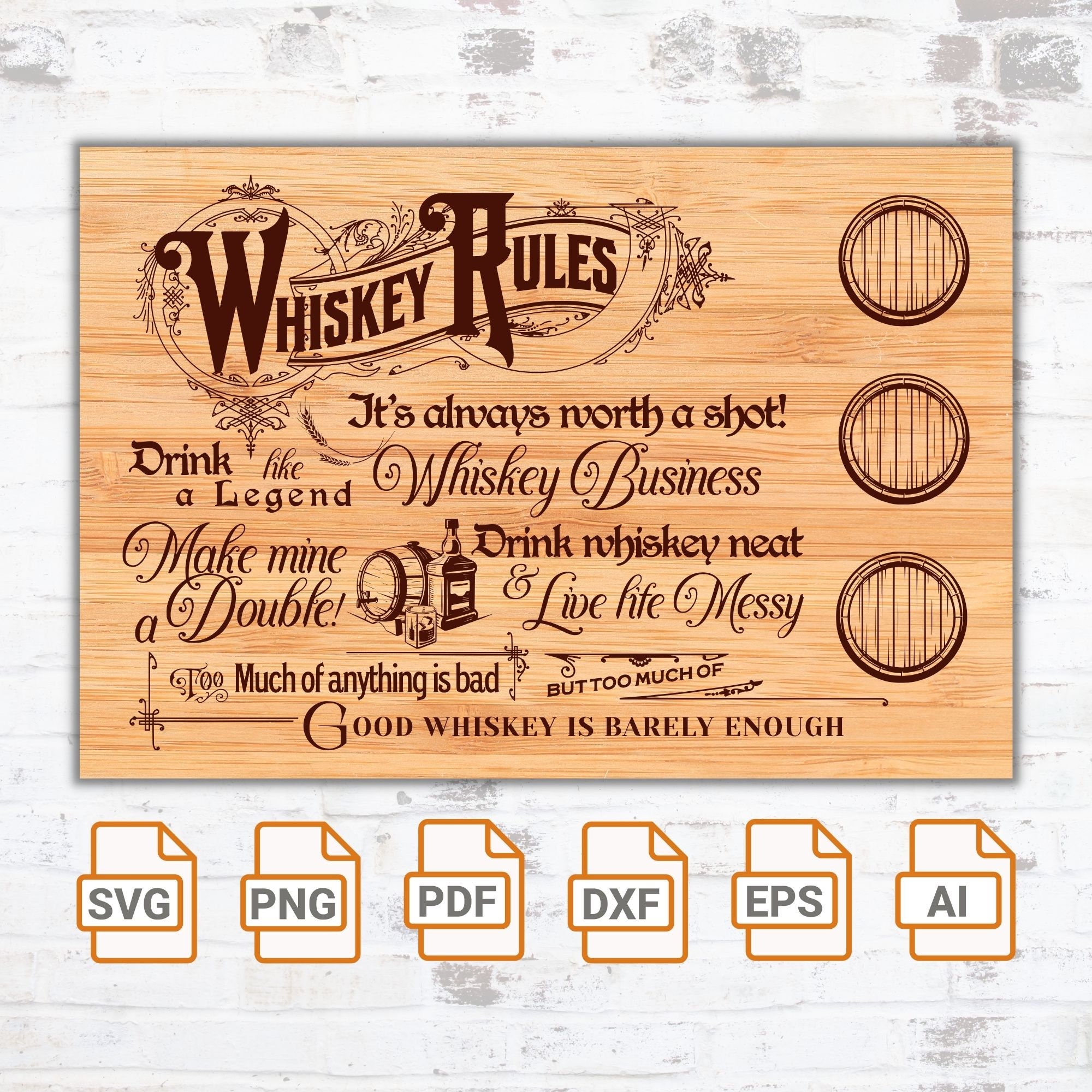 Whiskey Rules| Funny Charcuterie Board SVG Files | Whiskey SVG Files | Whiskey Board Engrave Digital Files | Charcuterie Board Engrave Files