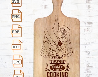 BBQ Grill Chart SVG File: Dad Cooking Cutting Board Design (Digital Download)