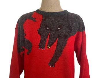 Vintage 1980s Jumper with Animal Design / Vintage 1980s Sweater / Vintage 80s Jumper / Ugly Sweater