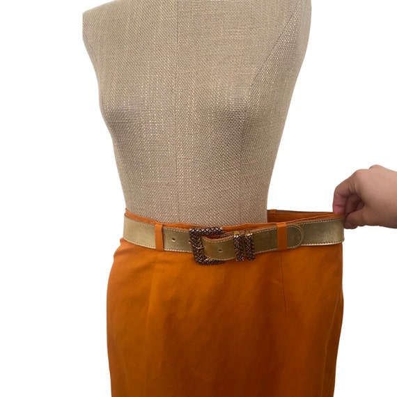 1980s Vintage Skirt with Belt Linen-look/1980s Or… - image 6