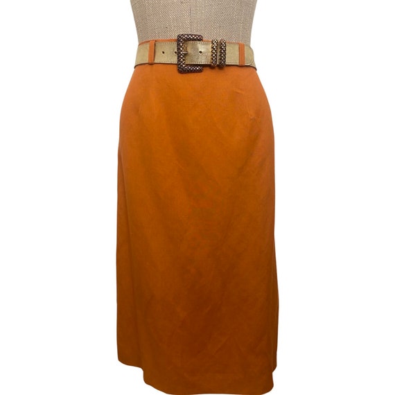 1980s Vintage Skirt with Belt Linen-look/1980s Or… - image 1