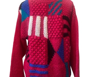 Vintage 1980s Knitted Jumper Hot Pink / Vintage Katies 80s Sweater / Vintage 80s Jumper / Vintage Katies Jumper / Vintage 80sKnit Sweater