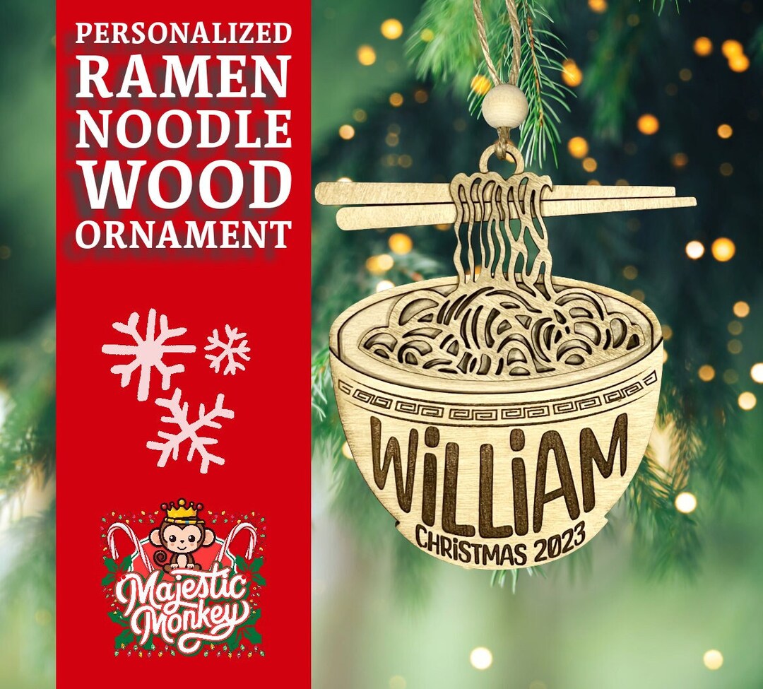 Personalized Ramen Noodle Wood Christmas Ornament Unique Gift for Ramen