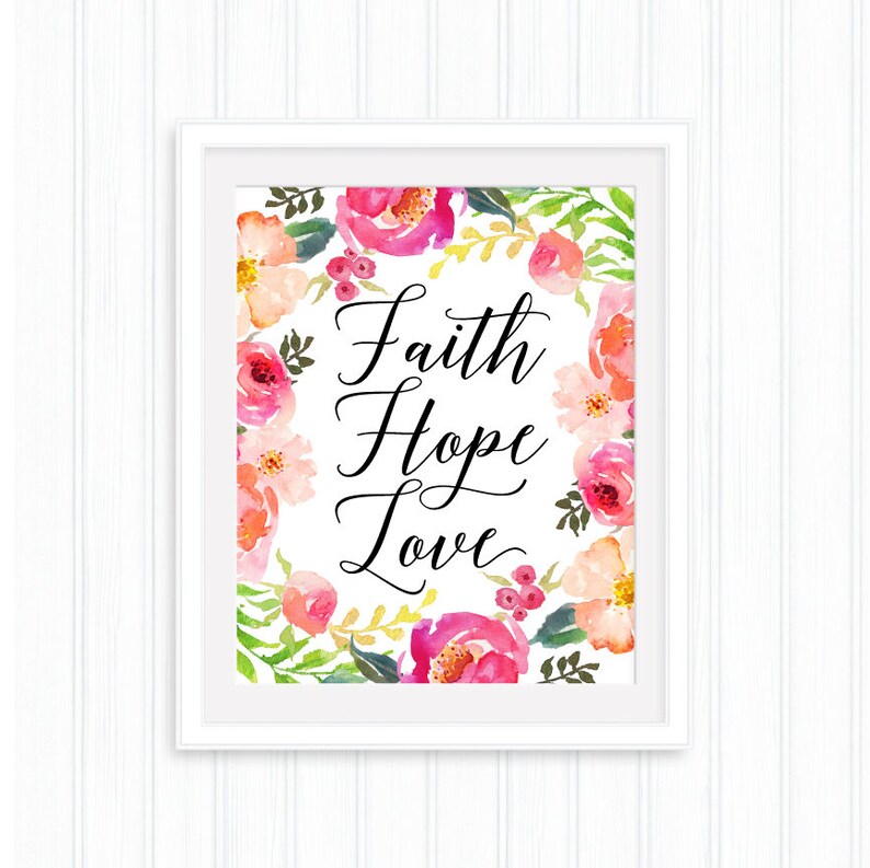 Faith Hope Love Printable Wall Art Bible Versechristian - Etsy