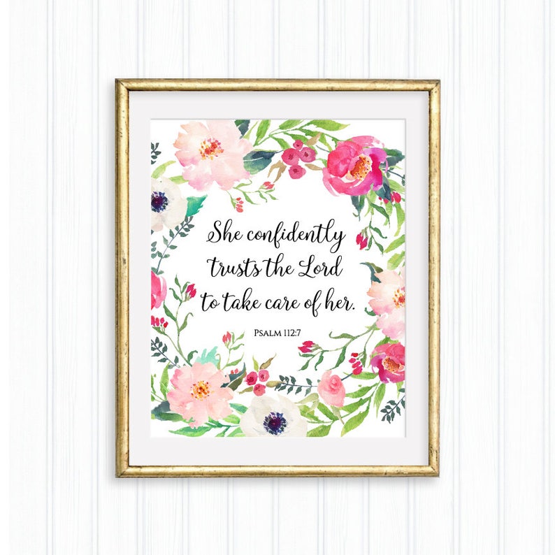 She Confidently Trusts the Lord Psalm 112:7 Printable Bible - Etsy