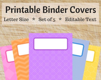 Pastel Patterns Printable Binder Covers for School Editable Home Office Binder Organization Instant Download