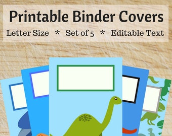 Dinosaur Printable Binder Covers for School Editable Home Office Binder Organization