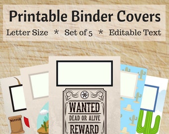 Western Printable Binder Covers for School Editable Home Office Binder Organization