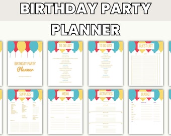 Kids Birthday Party Planner Printable Instant Download