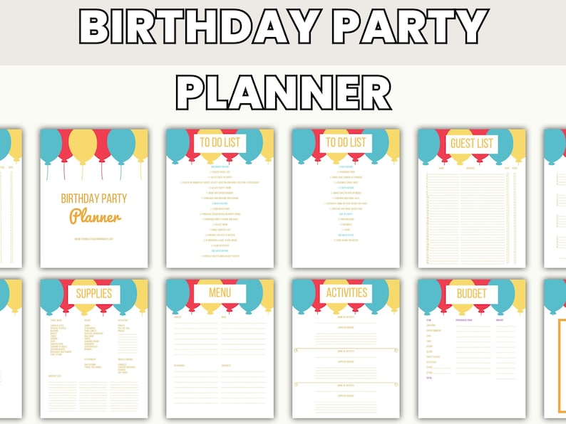 Kids Birthday Party Planner Printable Instant Download - Etsy