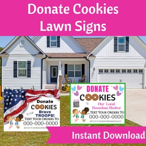 DONATE COOKIES Scout Cookie Printable 24"x18" Lawn Sign, Print Today