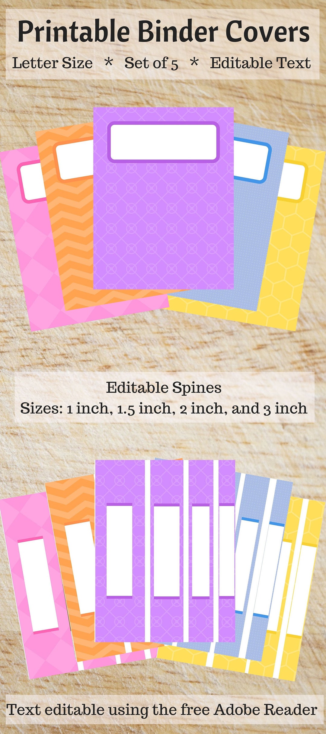 Printable Binder Covers Pastel Patterns - Etsy