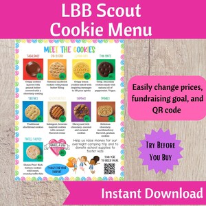 LBB Scout Cookie Menubord | Afdrukbare organizer scouttroep: Meet the Cookies