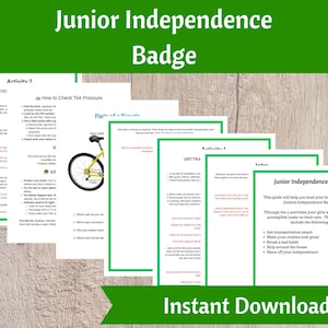 Junior Independence Badge Activity Kit | Girls Scout Troop Organizer Printable for Junior Troop Leaders