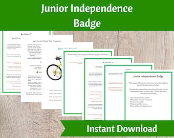Aktivitätskit für das Junior Unabhängigkeitsabzeichen | Mädchen Scout Troop Organizer zum Ausdrucken für Nachwuchstruppenführer