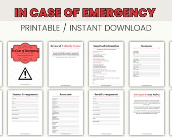 In Case of Notfall druckbare Haushalts-Planung Instant Download Nach Hause Organisation