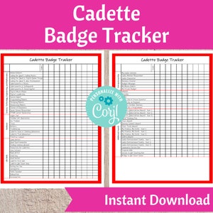 Cadette Badge Tracker | Scout Troop Organizer Printable