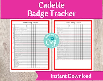 Cadette Badge Tracker | Scout Troop Organizer Printable