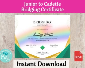 Overbruggingscertificaat junior tot cadette scouts overbruggingsceremonie Afdrukbare troepleider resource direct downloaden | #102