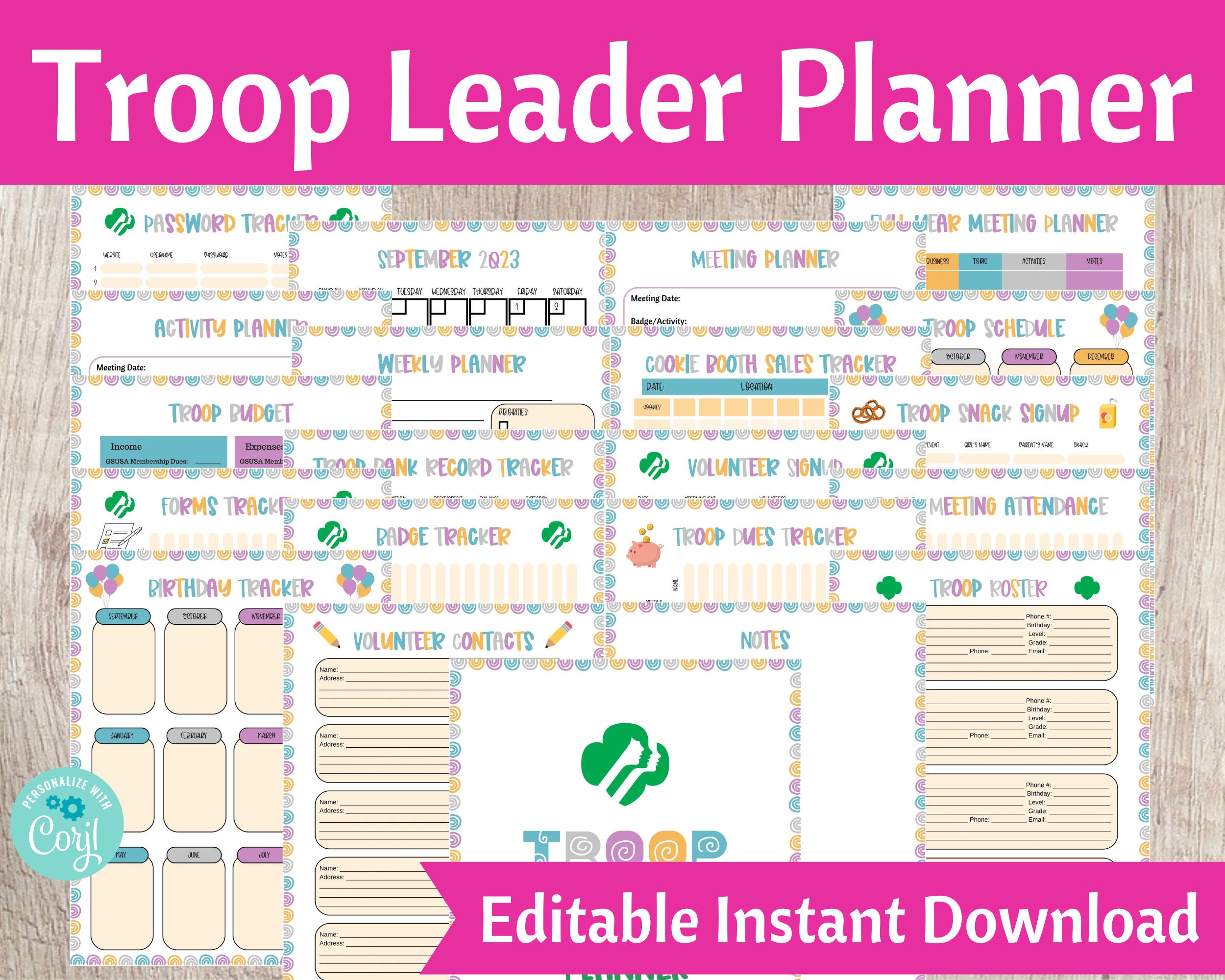 Troop Leader Planning Binder Girls Scout Troop Organizer Printable - Etsy