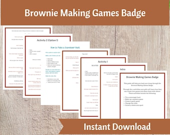 Brownie Making Games Badge Activity Kit | Girls Scout Troop Organizer Printable