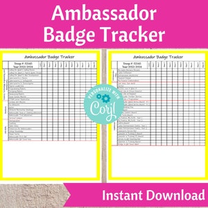 Ambassador Badge Tracker | Scout Troop Organizer Printable