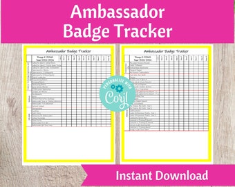 Ambassador Badge Tracker | Scout Troop Organizer Printable