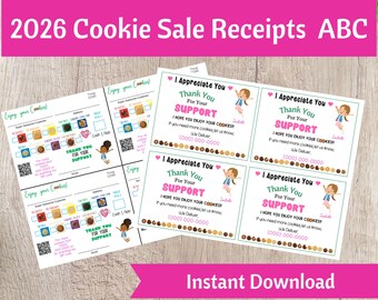 2026 Cookie Sales Receipts ABC | Scout Troop Organizer Printable