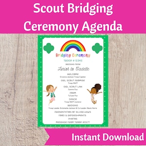 Bridging Ceremony Agenda - Scout Leader Resource - Printable Instant Download | #101