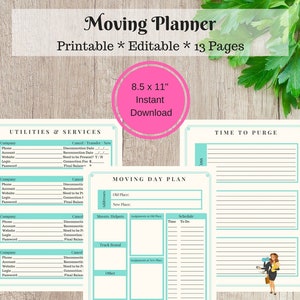 Moving Planner - Relocation Printable - Moving Checklist - Room Planner - PDF Printable